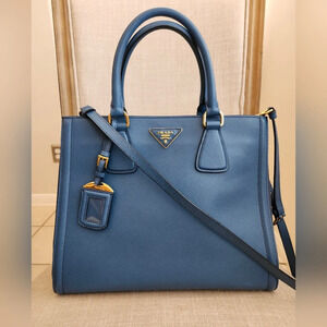 Prada Bicolor Lux Convertible Open Tote Saffiano Leather Medium